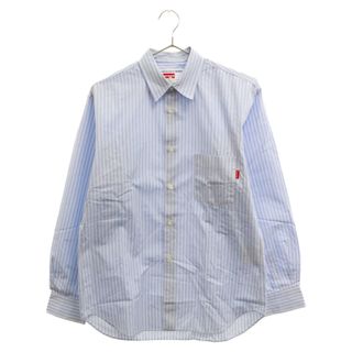 シュプリーム(Supreme)のSUPREME シュプリーム 12SS×COMME des GARCOMS SHIRT 12SS GUSSET SHIRT ガセットシャツ ストライプ長袖シャツ ブルー S27SS12(シャツ)