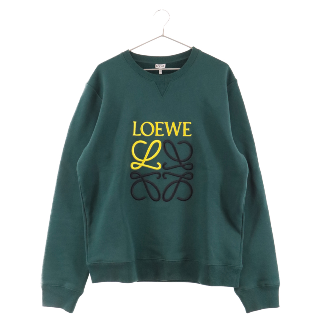 645センチ身幅LOEWE ロエベ ANAGRAM SWEAT SHIRT アナグラク刺繍クルーネックスウェット トレーナー H526Y24J07 グリーン