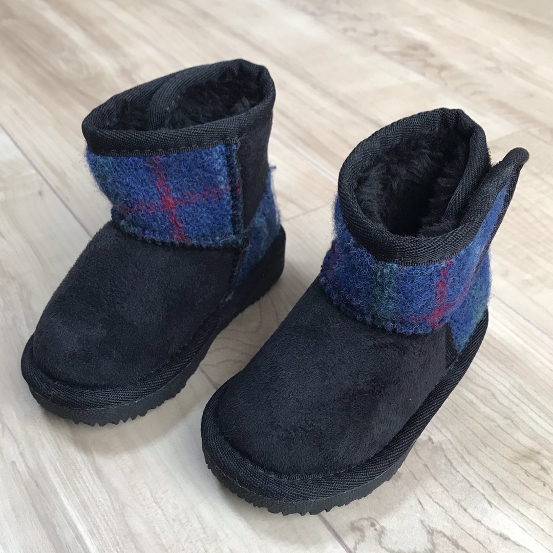 しまむら(シマムラ)のムートンブーツ 靴  ファーブーツ Harris Tweed  ハリスツイード キッズ/ベビー/マタニティのベビー靴/シューズ(~14cm)(ブーツ)の商品写真