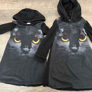 エイチアンドエム(H&M)のペア　猫パーカー　ワンピース(ワンピース)