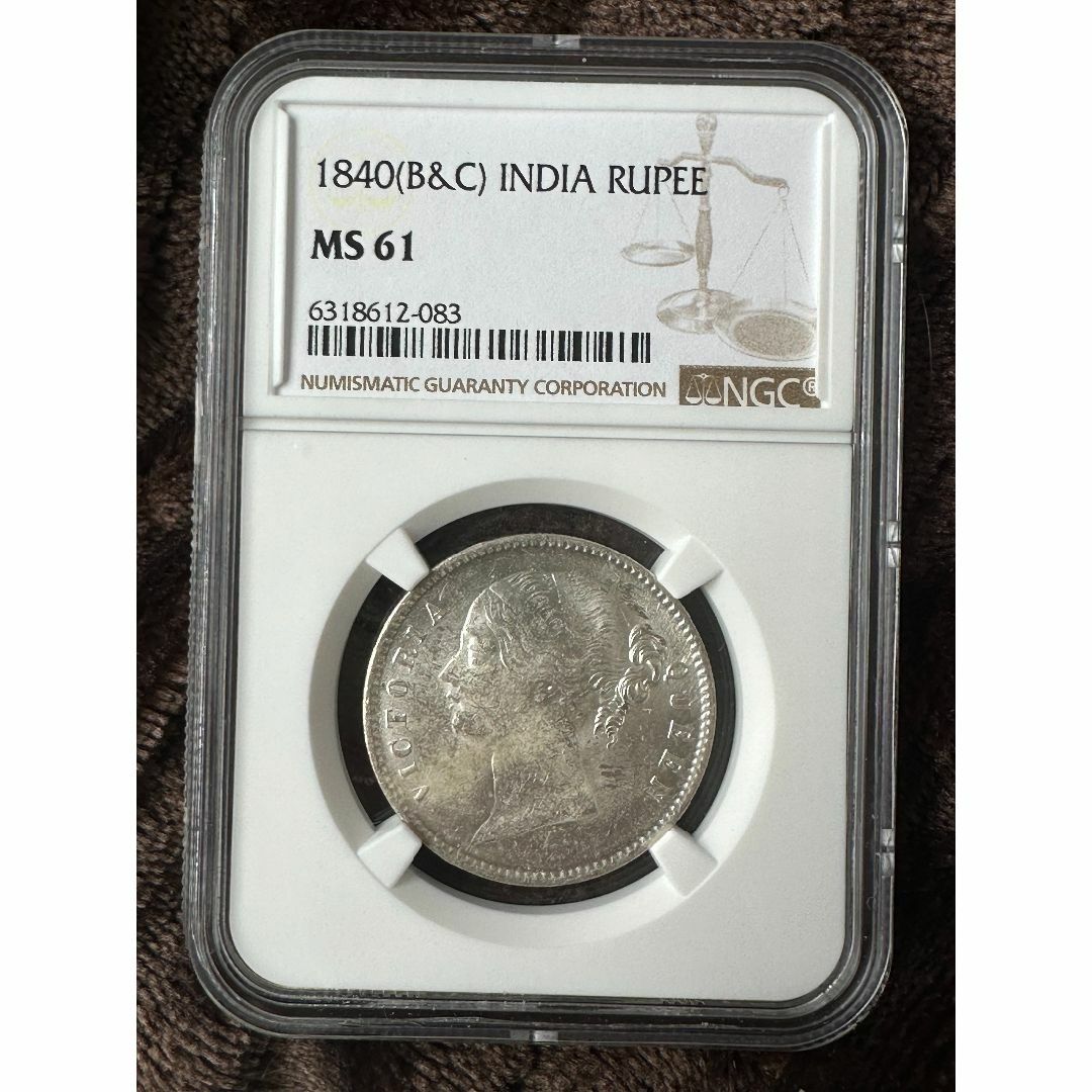 貨幣NGC MS61 1840B＆C インド 1R銀貨 ヴィクトリア