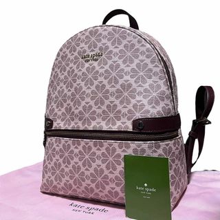 ケイトスペードニューヨーク(kate spade new york)の【未使用】ケイトスペード フラワージャガード リュック ロゴ金具 レザー(リュック/バックパック)