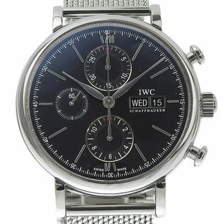 インターナショナルウォッチカンパニー(IWC)の【本物保証】 保付 新品同様 IWC ポートフィノ メンズ 自動巻き オートマ 腕時計 クロノグラフ デイデイト 黒文字盤 IW391010 2023/11 OH済(腕時計(アナログ))