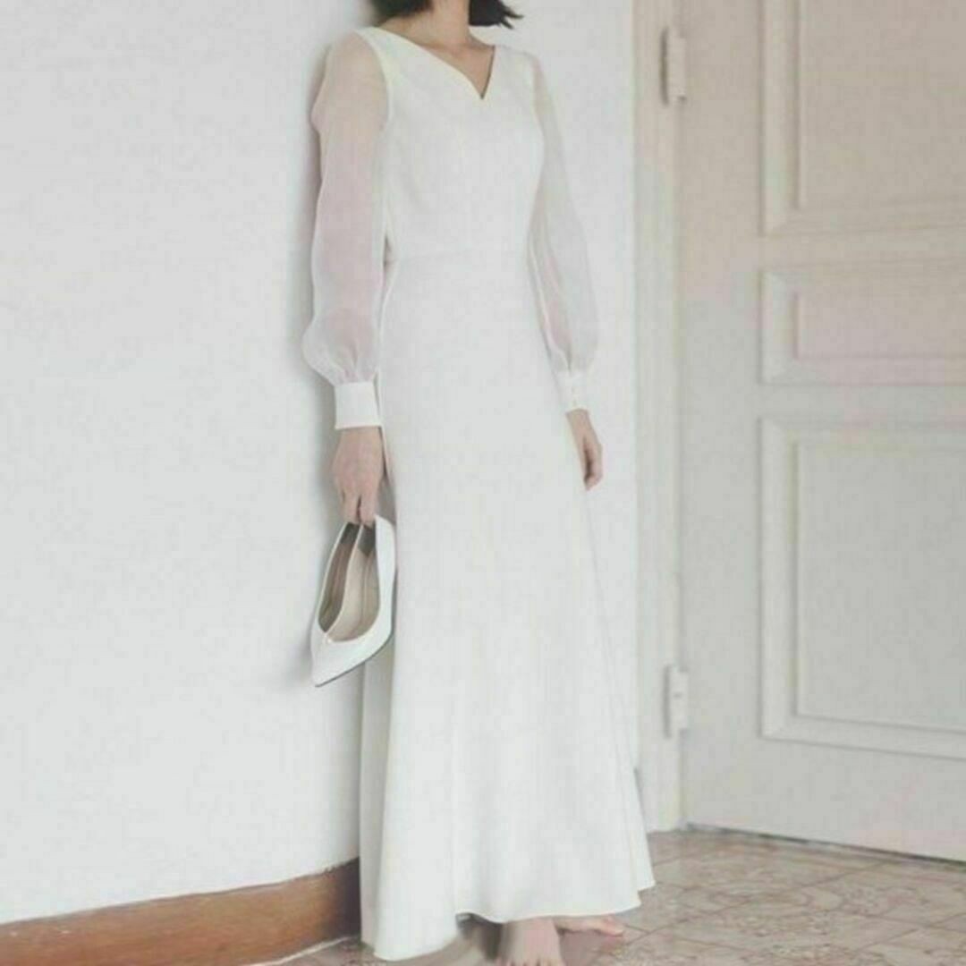 【花嫁応援セール】パーティードレス　ロングワンピース　XS　二次会　結婚式 レディースのフォーマル/ドレス(ウェディングドレス)の商品写真