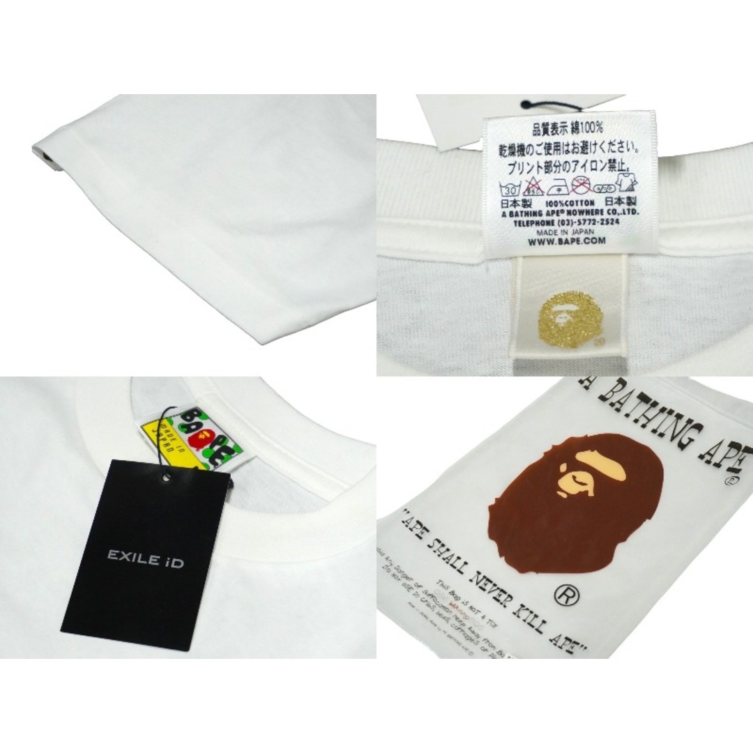 A BATHING APE(アベイシングエイプ)の新品未使用 A BATHING APE EXILE アベイシングエイプ×エグザイル 半袖Ｔシャツ EID-002 ホワイト ブラウン サイズL 58743 レディースのトップス(Tシャツ(半袖/袖なし))の商品写真