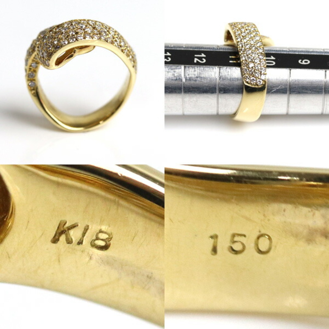 K18YG イエローゴールド リング・指輪 ダイヤモンド1.50ct 10号 7.3g【中古】 レディースのアクセサリー(リング(指輪))の商品写真