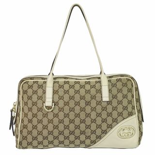 グッチ(Gucci)の本物 グッチ GUCCI GGキャンバス ショルダーバッグ ハンドバッグ ボストンバッグ ベージュ ホワイト 169971 バッグ 中古(ショルダーバッグ)