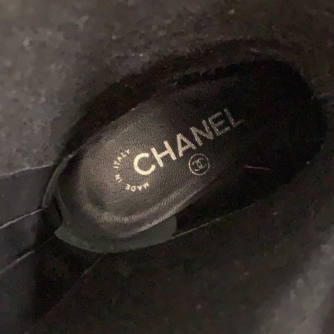 シャネル CHANEL ブーツ ロングブーツ 靴 シューズ シワ加工 ココマーク レザー パテント ブラック 黒カラー