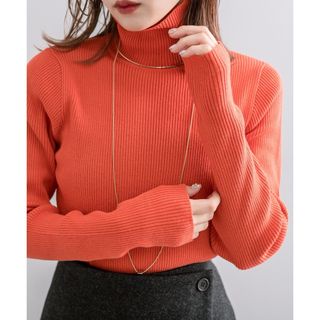 ミスティック(mystic)の新品【mystic】タートルリブニット ORANGE / F(ニット/セーター)