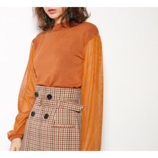 スライ(SLY)のSLY VOLUME TUCK SLEEVE TOPS メッシュスリーブ(ニット/セーター)