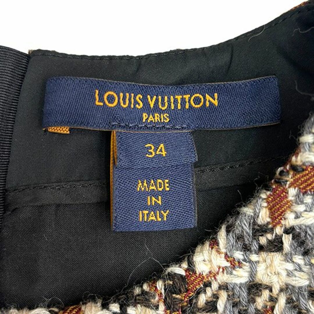 LOUIS VUITTON(ルイヴィトン)のルイヴィトン スケータードレス ワンピース 服 アパレル 半袖 モノグラム ツイード ブラウン ベージュ レディース LV 新品同様 5390 レディースのワンピース(ミニワンピース)の商品写真