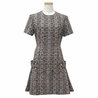 ルイヴィトン(LOUIS VUITTON)のルイヴィトン スケータードレス ワンピース 服 アパレル 半袖 モノグラム ツイード ブラウン ベージュ レディース LV 新品同様 5390(ミニワンピース)