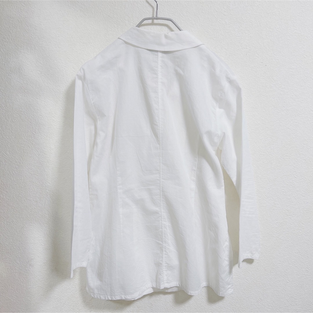 【美品】mizuiro ind ダブルブレストシャツ リネンブレンドホワイト 白