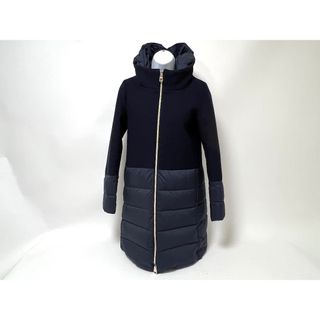 ヘルノ(HERNO)のHERNO ヘルノ レディース DIAGONAL WOOL AND NUAGE PARKA ダウン ロング コート 切替 フード ネイビー サイズ：40 PI0848Dｰ39601-9290(ロングコート)