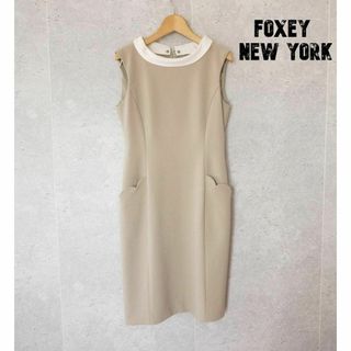 フォクシーニューヨーク(FOXEY NEW YORK)の美品 FOXEY NEW YORK 2WAY 襟付き ノースリーブワンピース(ひざ丈ワンピース)