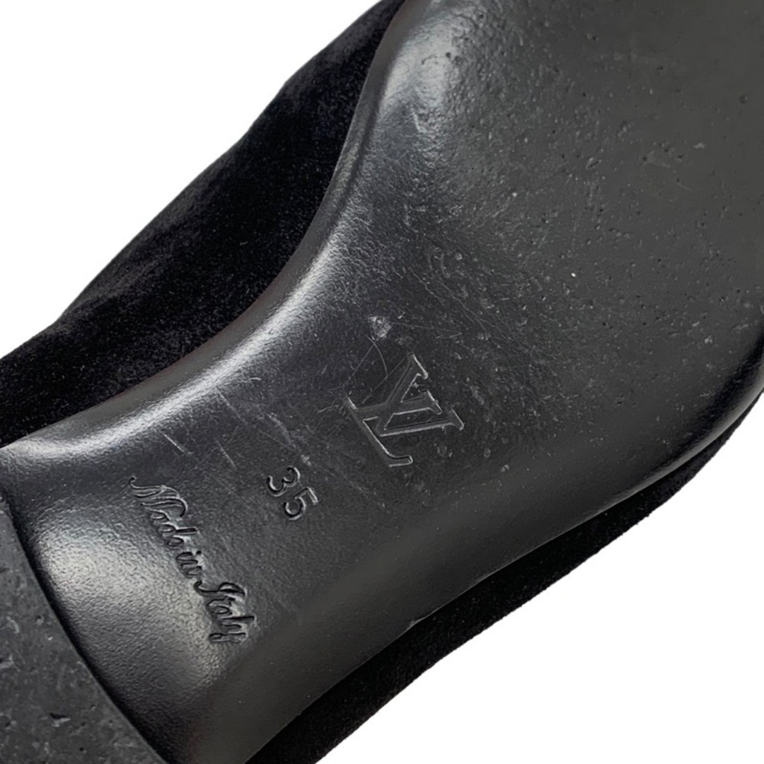 LOUIS VUITTON(ルイヴィトン)のルイヴィトン LOUIS VUITTON ローファー フラットシューズ 靴 シューズ チェーン LVサークル スエード ブラック 黒 シルバー レディースの靴/シューズ(ローファー/革靴)の商品写真