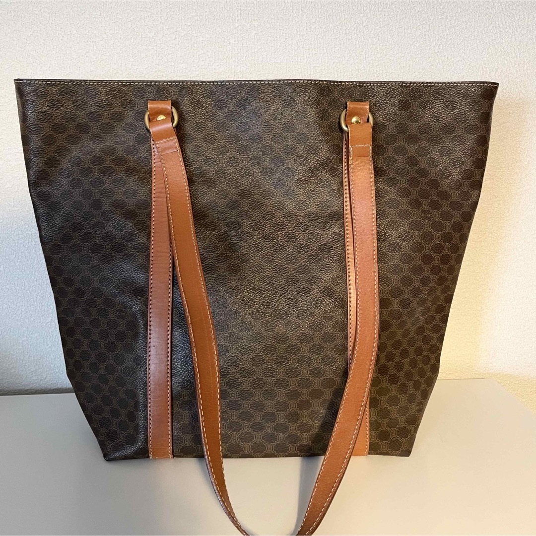 CELINE ハンドバッグ　マカダム　ゴールド金具　レザーハンドル　A4収納可能00481