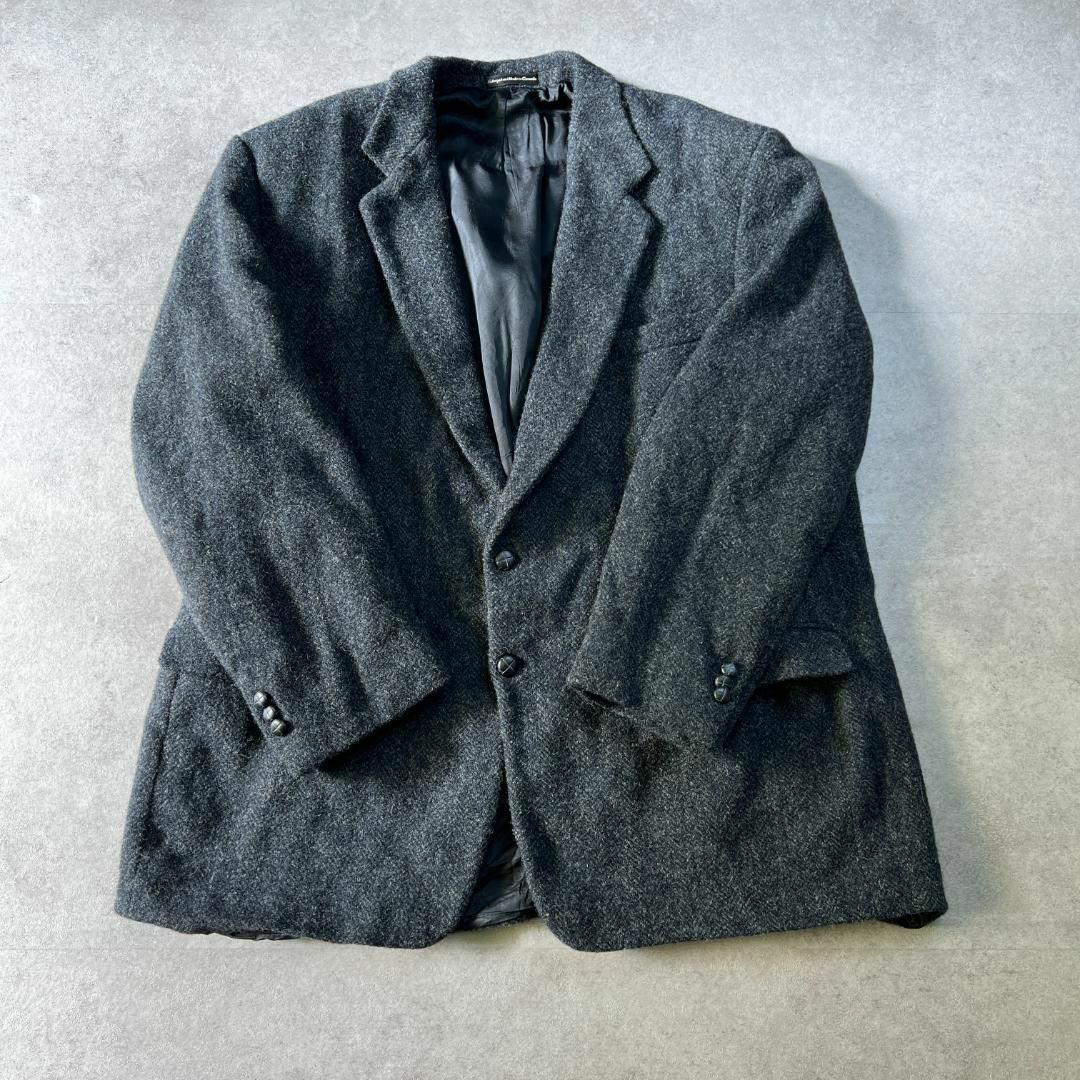 Harris Tweed(ハリスツイード)のハリスツイード　シングル　テーラードジャケット　ウール　古着　グレー　48 メンズのジャケット/アウター(テーラードジャケット)の商品写真