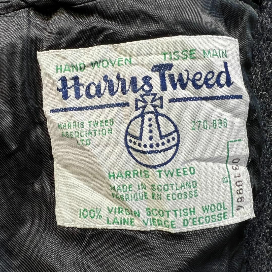 Harris Tweed(ハリスツイード)のハリスツイード　シングル　テーラードジャケット　ウール　古着　グレー　48 メンズのジャケット/アウター(テーラードジャケット)の商品写真