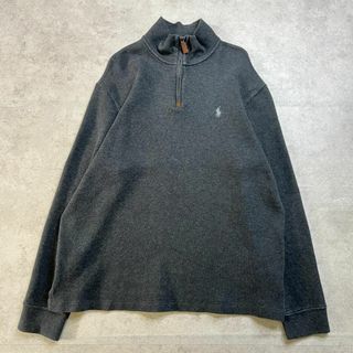 ポロラルフローレン(POLO RALPH LAUREN)のハーフジップニット　ポロラルフローレン　ワンポイント　古着　チャコールグレー　L(ニット/セーター)