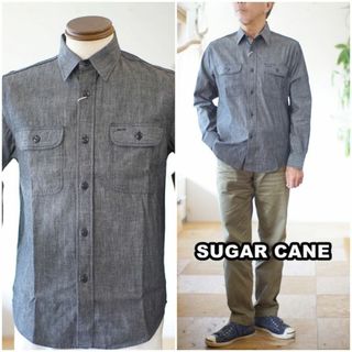 シュガーケーン(Sugar Cane)のsugarcane シュガーケーン 　ブラックシャンブレーワークシャツ　M(シャツ)