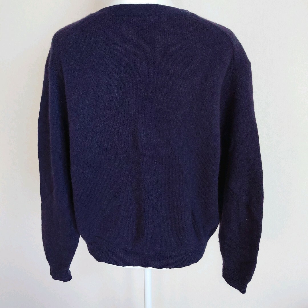 ユニクロ　毛100%　ニット　セーター　XL  おおきめ　濃紫　紺混じり レディースのトップス(ニット/セーター)の商品写真