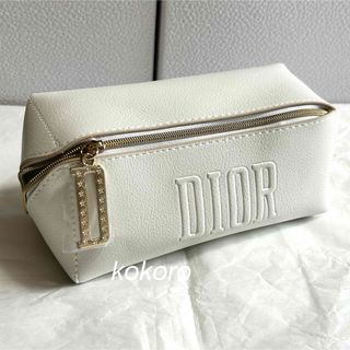 ディオール(Dior)のディオール スクエア ポーチ ノベルティ ホワイト puレザー 白 コスメポーチ(ポーチ)