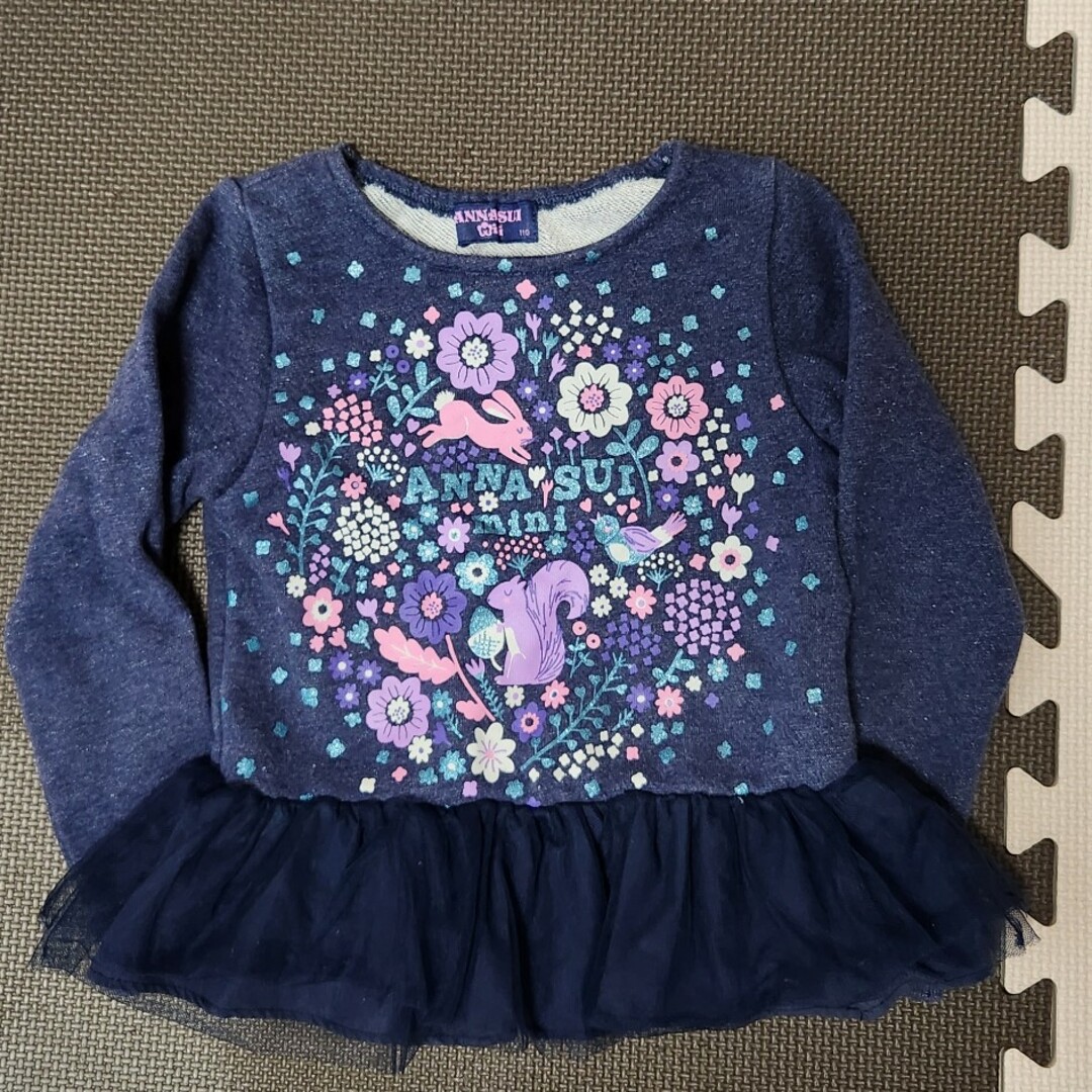 ANNA SUI mini(アナスイミニ)のANNA SUI Mini 　着用少なめトレーナー　チュニック　ネイビー　110 キッズ/ベビー/マタニティのキッズ服女の子用(90cm~)(Tシャツ/カットソー)の商品写真