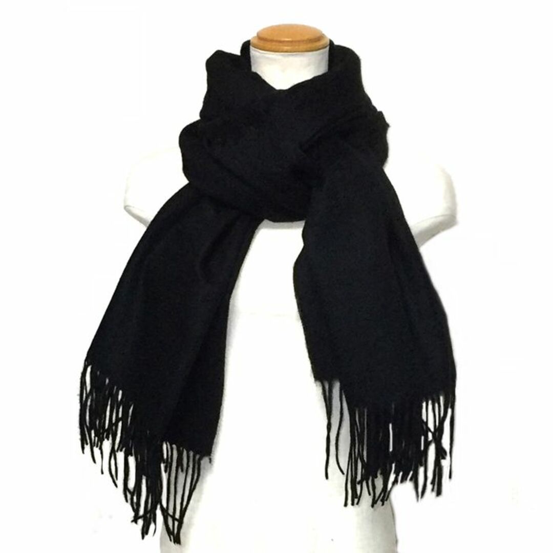値下中 70㎝幅 100% カシミヤ超大判ストール 200cm BLK 新品
