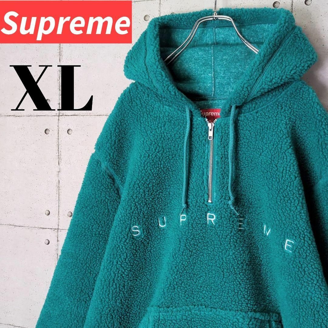 SUPREMEシュプリーム品名Supreme シュプリーム 刺繍ロゴ ボアフリース ハーフジップパーカー XL