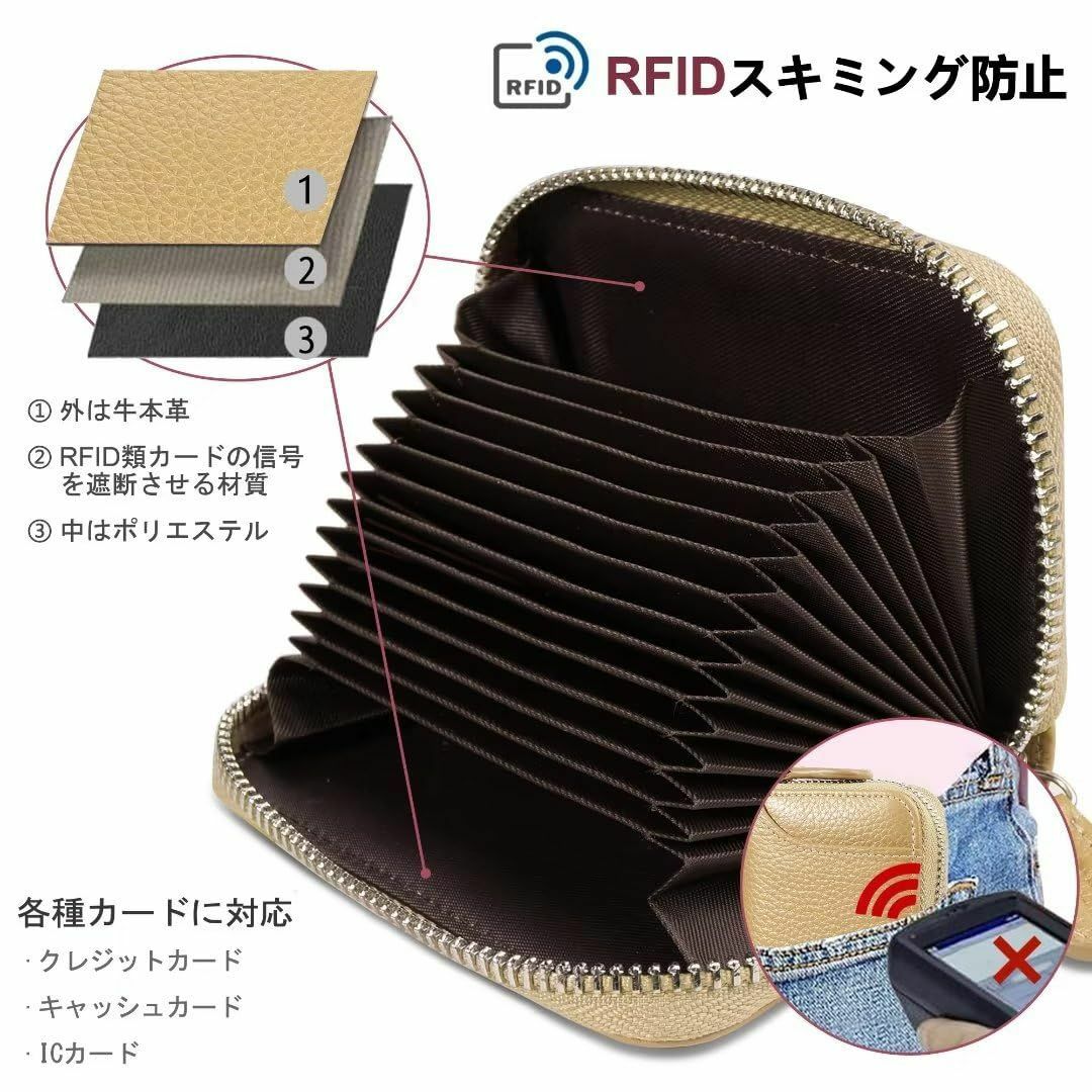 【色: シャンパンゴールド】財布 Rfid レザー カードケース カード入れ 大 メンズのバッグ(その他)の商品写真