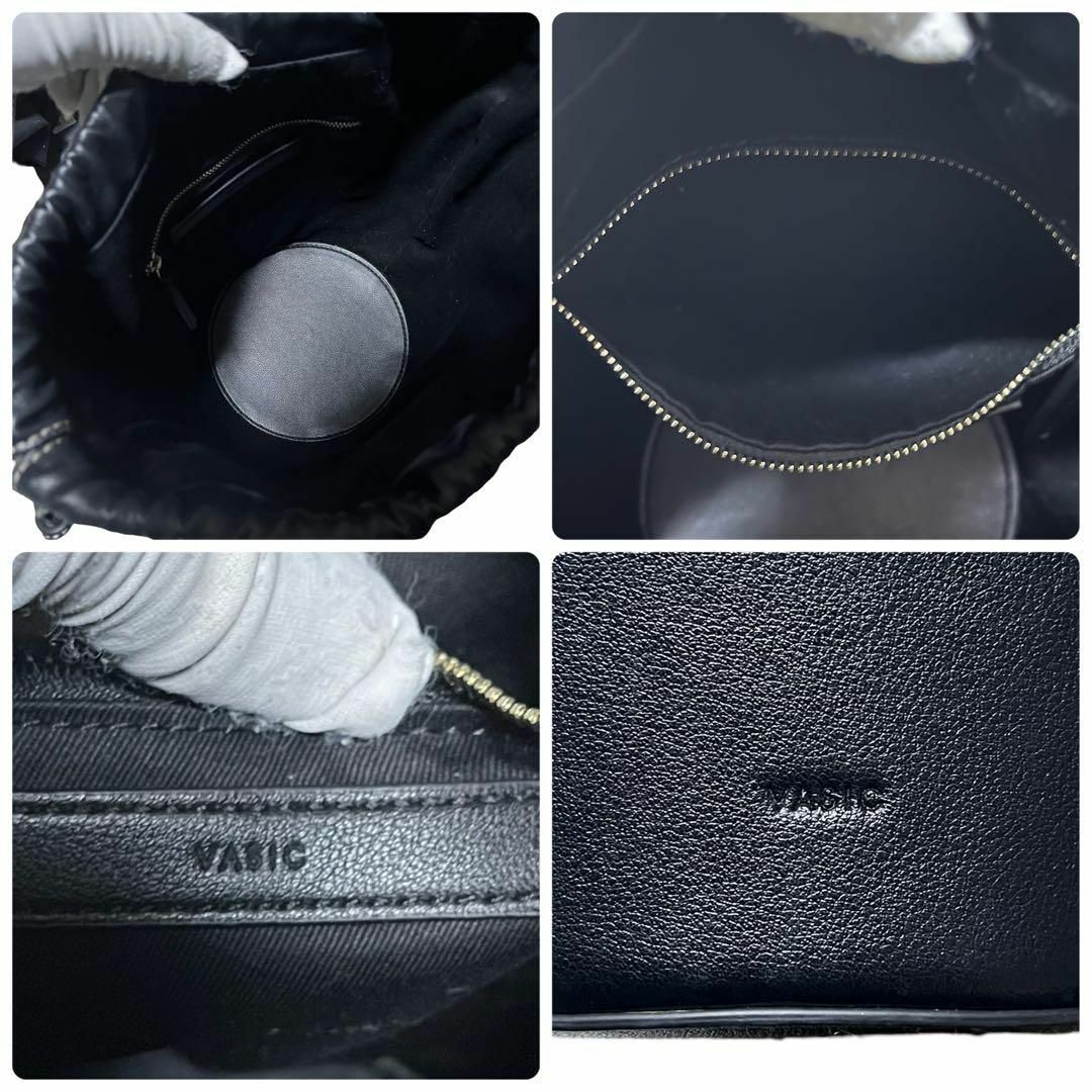 VASIC(ヴァジック)の【未使用級】VASIC GEM WOOL トートバッグ ロゴ型押し レザー 黒 レディースのバッグ(トートバッグ)の商品写真