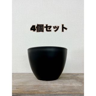 新品　ブラック植木鉢4個セット　Agave グラキリス(プランター)