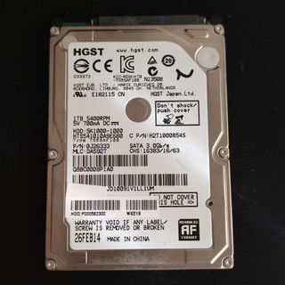 中古ハードディスク HDD 1TB ノートPC用(PCパーツ)