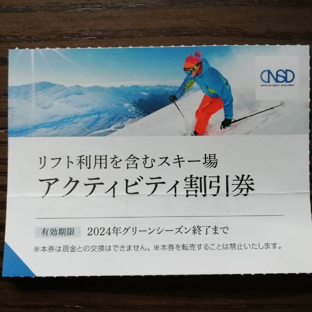 日本駐車場開発 株主優待 リフト利用割引券アクティビティ割引券1枚 チケットの施設利用券(スキー場)の商品写真