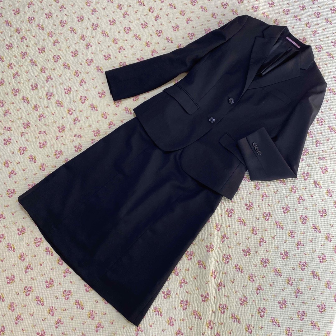 ORIHICA(オリヒカ)のオリヒカ スカートスーツ 上7下9 W66 黒 就活 2つボタン 春秋 DMW レディースのフォーマル/ドレス(スーツ)の商品写真