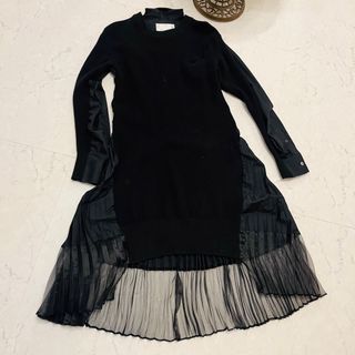 サカイ(sacai)のsacai サカイ 新品同様 ウール100% 高級ブランド ニットワンピ(ひざ丈ワンピース)