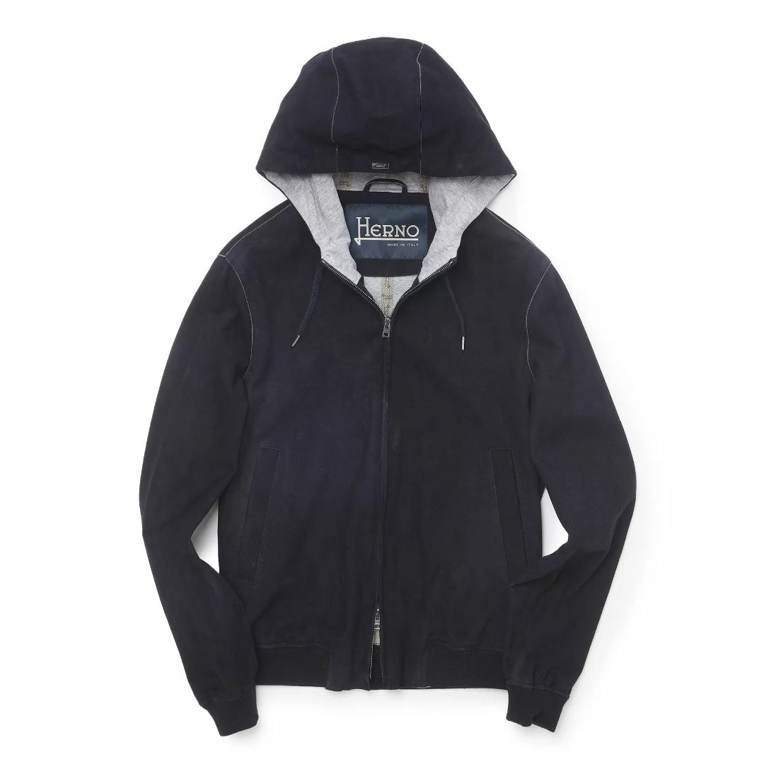 HERNO ヘルノ ボンディング スウェード フーデッド ブルゾン レザー HERNO ヘルノ ボンディング スウェード フーデッド ブルゾン レザー