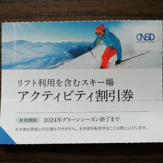 日本駐車場開発 株主優待 リフト利用割引券アクティビティ割引券1枚(スキー場)