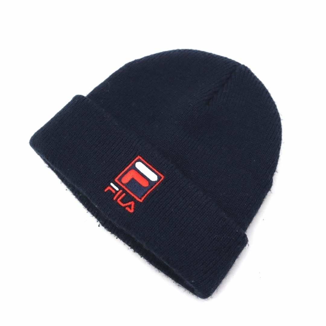 FILA(フィラ)のフィラ FILA ワンポイント ロゴ刺繍 リブニットキャップ 紺 57-59cm レディースの帽子(その他)の商品写真