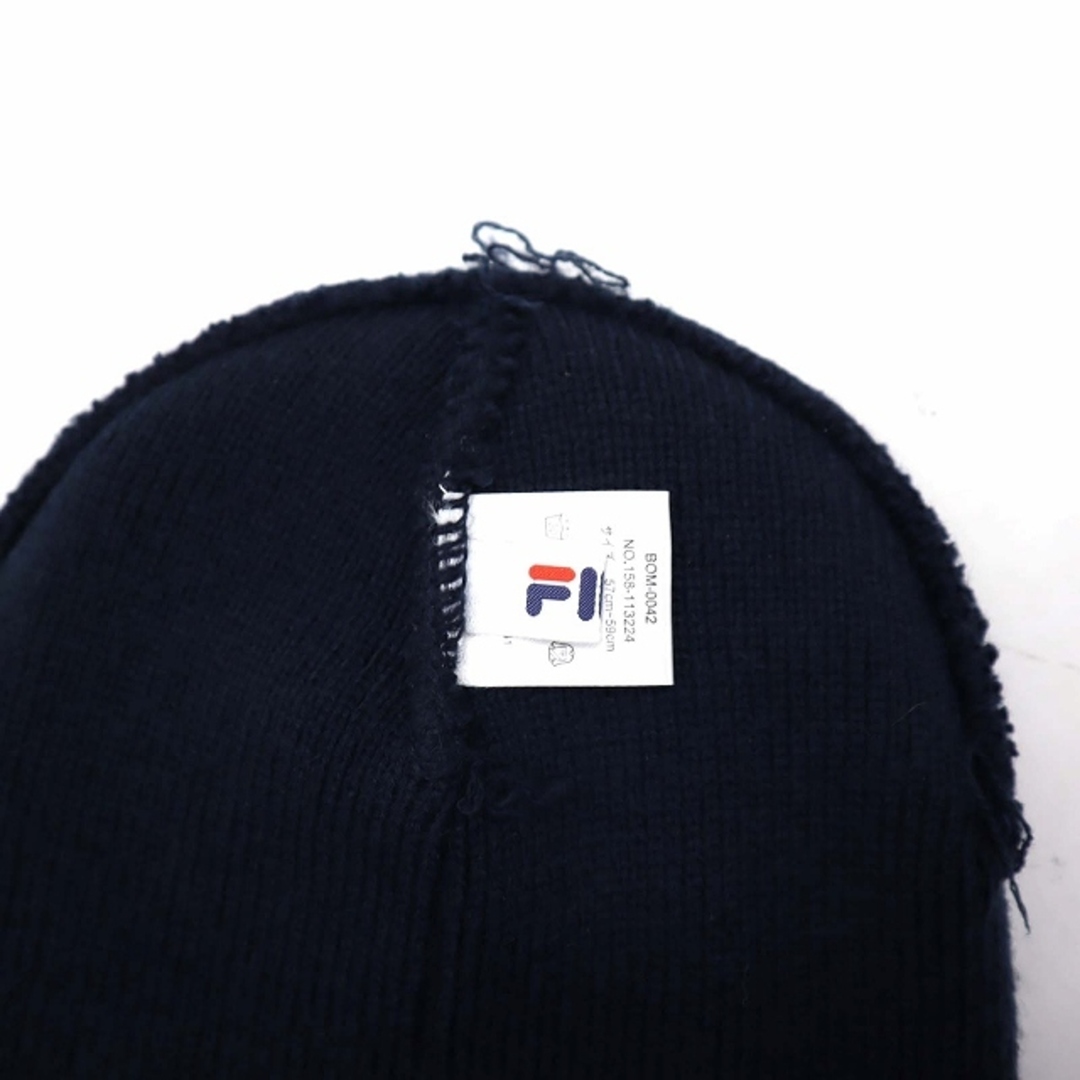 FILA(フィラ)のフィラ FILA ワンポイント ロゴ刺繍 リブニットキャップ 紺 57-59cm レディースの帽子(その他)の商品写真