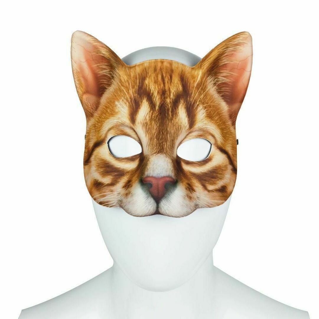 キャット 半顔 猫 マスク パーティーグッズ 変顔 お面 覆面 衣装 変装 黄色 エンタメ/ホビーのコスプレ(小道具)の商品写真