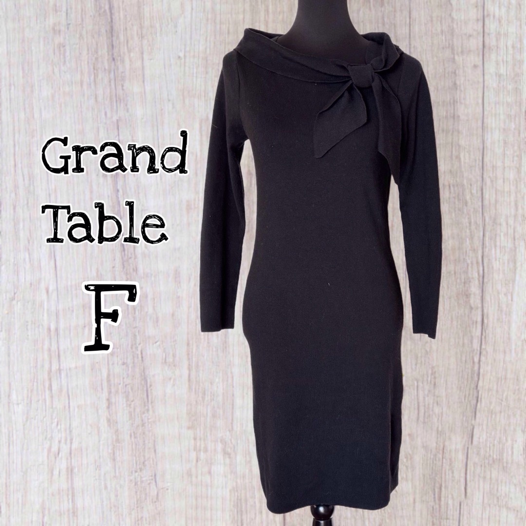 Grand Table ニットワンピース リボン襟 Fサイズ / USED | フリマアプリ ラクマ