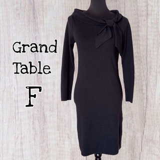 スコットクラブ(SCOT CLUB)のGrand Table ニットワンピース リボン襟 Fサイズ / USED(ひざ丈ワンピース)