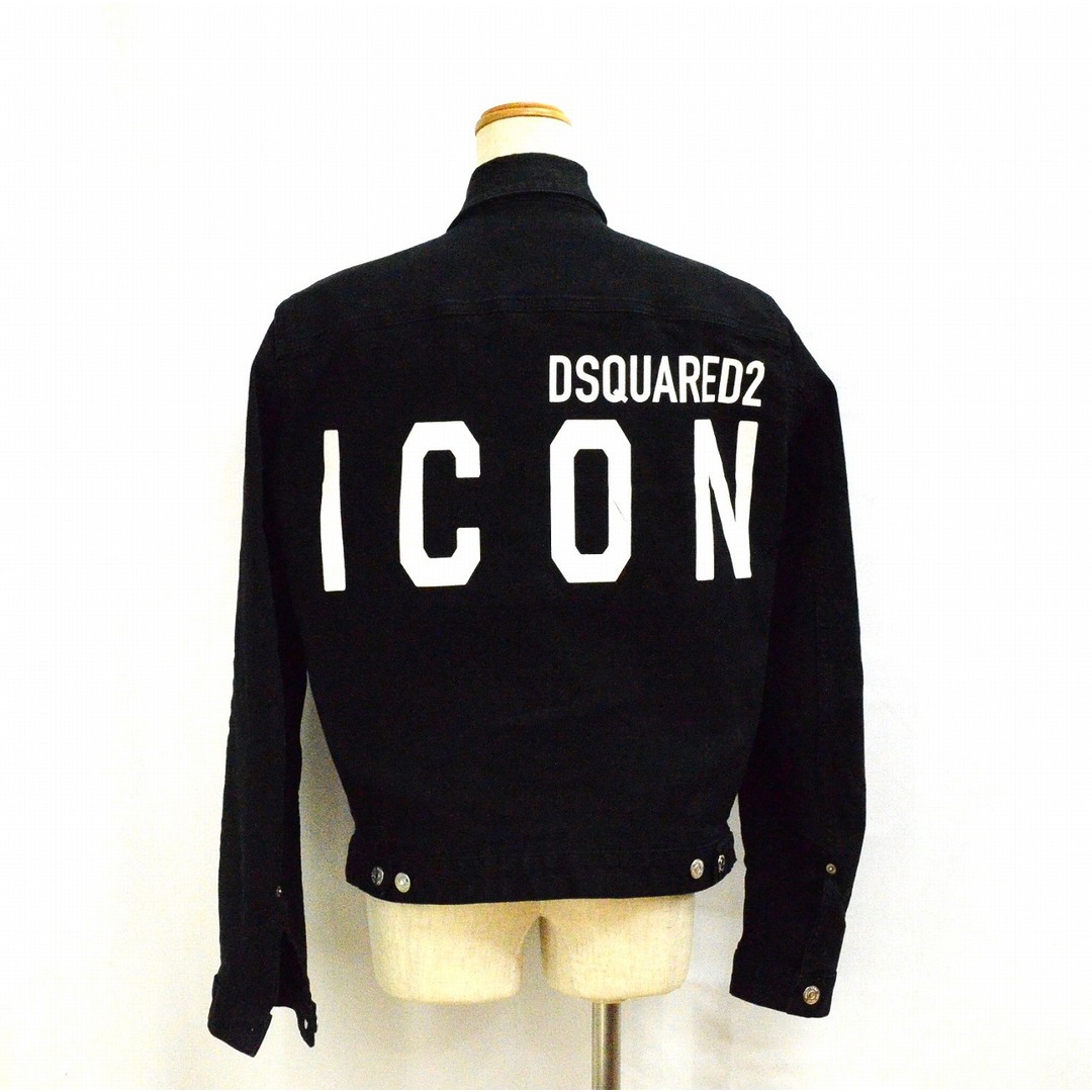 DSQUARED2(ディースクエアード)のDSQUARED2 アイコン デニム ジャケット サイズ46 ディースクエアード メンズ ブラック ICON バックプリント【中古】JA-18482 メンズのジャケット/アウター(Gジャン/デニムジャケット)の商品写真