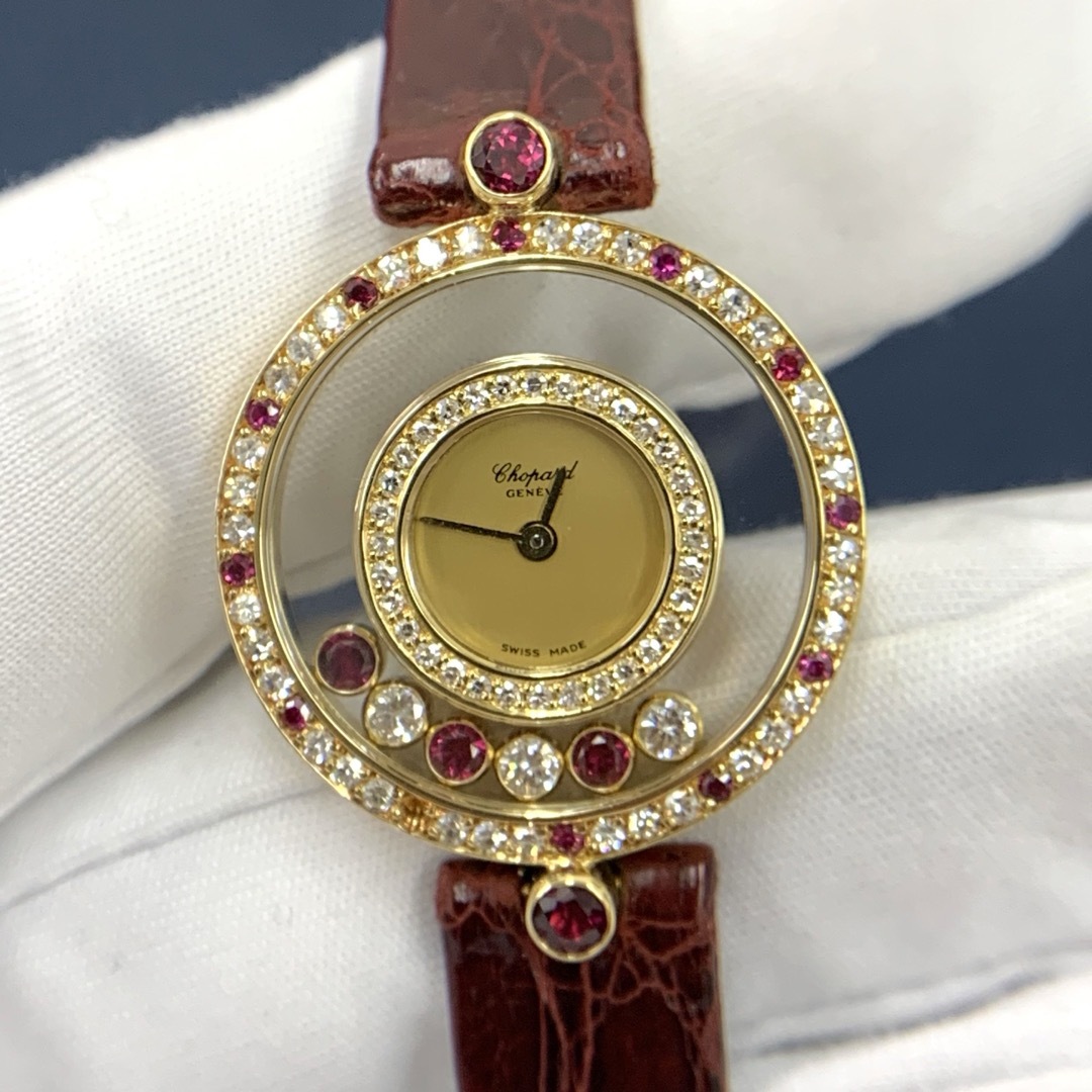 Chopard(ショパール)のショパール 時計ハッピーダイヤ20/4191-21クォーツ ルビー YG レザー レディースのファッション小物(腕時計)の商品写真