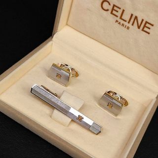 セリーヌ(celine)の【美品】Celineセリーヌ　カフスタイピンセット　シルバー　ゴールド　マカダム(ネクタイピン)