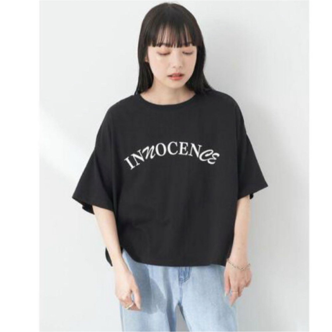 earth music & ecology(アースミュージックアンドエコロジー)のINNOCENCE ショートT  ブラックearth music&ecology レディースのトップス(Tシャツ(半袖/袖なし))の商品写真