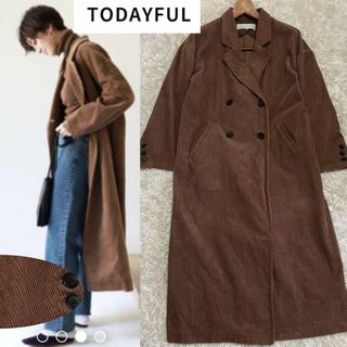 TODAYFUL - 【TODAYFUL】コーデュロイオーバーコート　ロングコートブラウンコーデュロイ