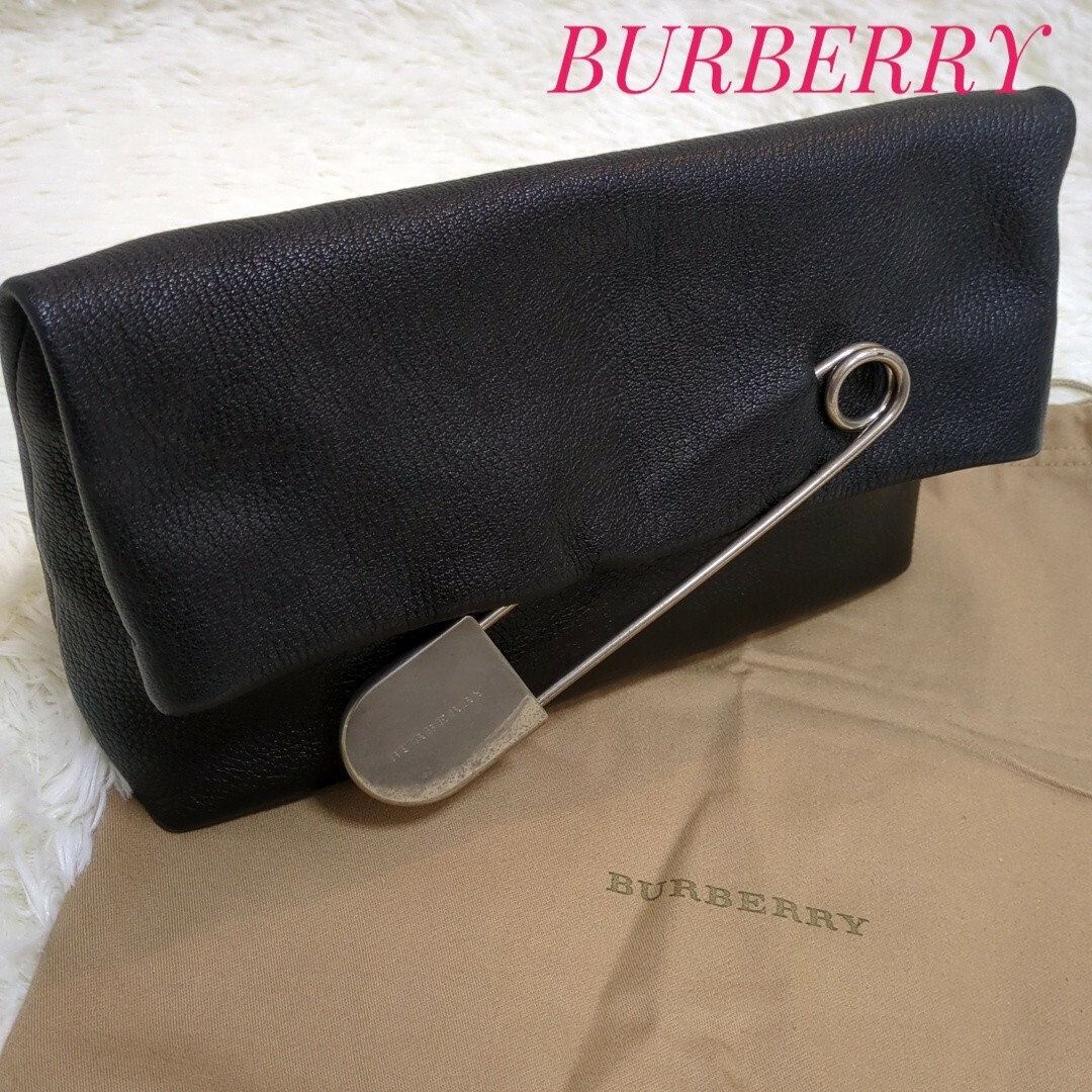 BURBERRY(バーバリー)の極美品　BURBERRY　ピンフォール　レザー　クラッチバッグ　セカンドバッグ レディースのバッグ(クラッチバッグ)の商品写真